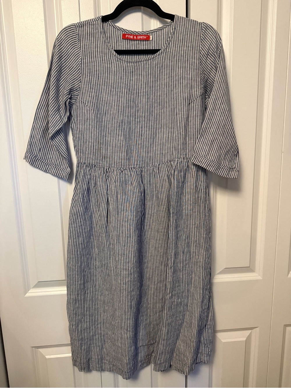 Pyne & Smith Blue White Striped Midi Dress